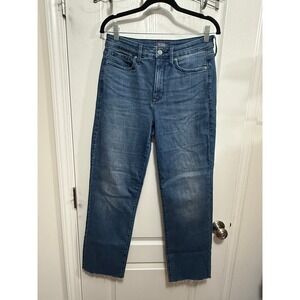 NYDJ Bailey Relaxed Straight Leg Jeans Medium Wash Raw Hem Size 6 Lift Tuck